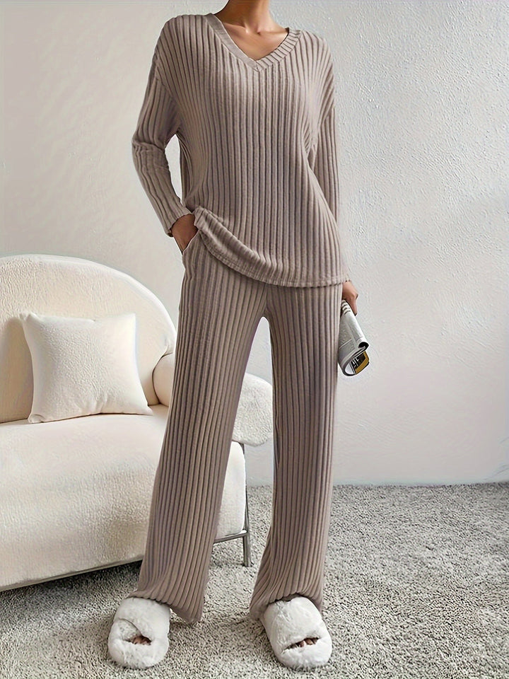 LOVA - Solid Ribbed Casual Set