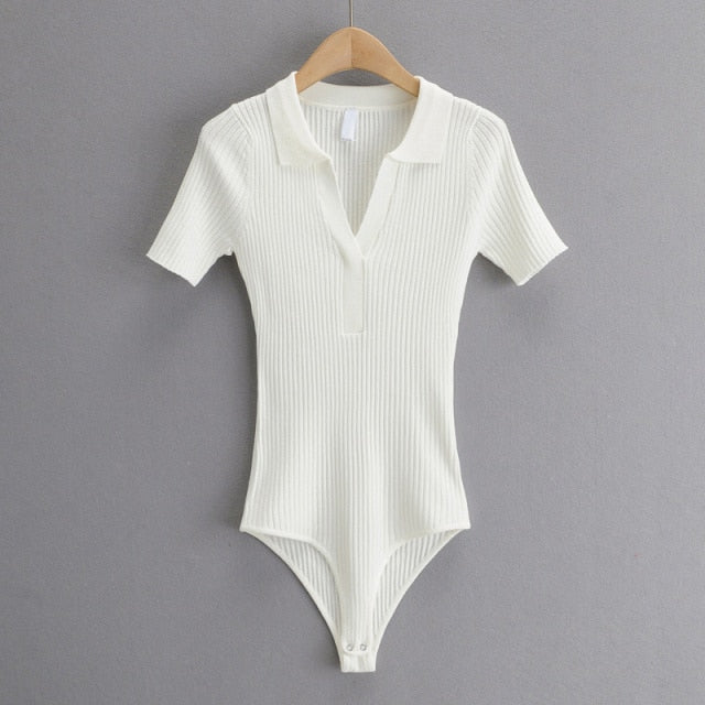 Calienne Classic Rib-Knit Bodysuit